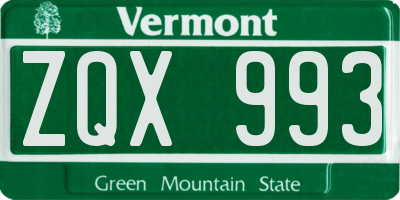 VT license plate ZQX993