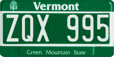 VT license plate ZQX995
