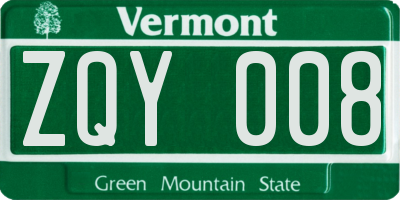 VT license plate ZQY008