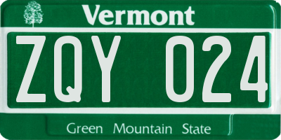 VT license plate ZQY024