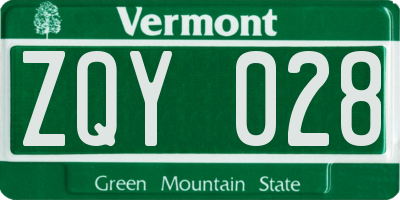 VT license plate ZQY028