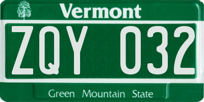 VT license plate ZQY032