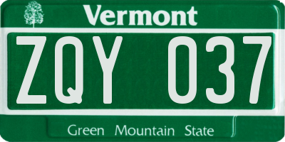 VT license plate ZQY037