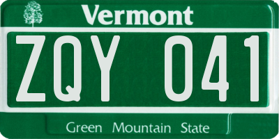 VT license plate ZQY041
