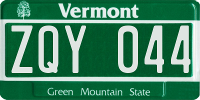 VT license plate ZQY044