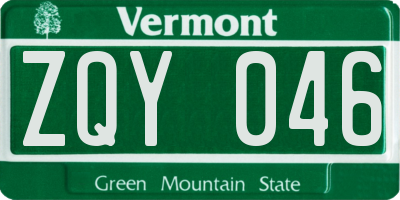 VT license plate ZQY046