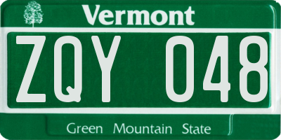 VT license plate ZQY048