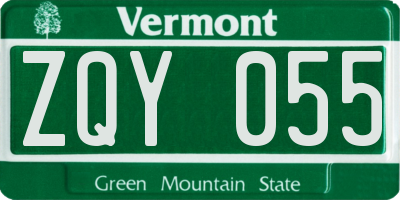 VT license plate ZQY055
