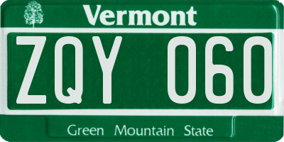 VT license plate ZQY060