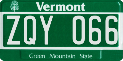 VT license plate ZQY066