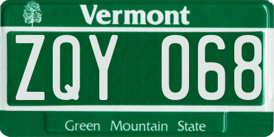 VT license plate ZQY068