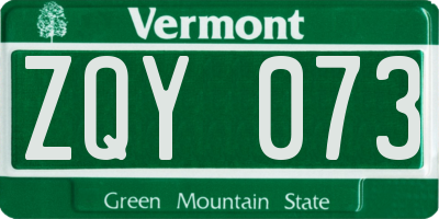 VT license plate ZQY073