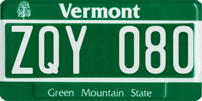 VT license plate ZQY080