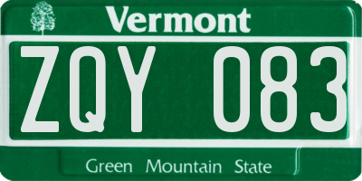 VT license plate ZQY083