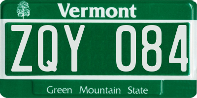 VT license plate ZQY084
