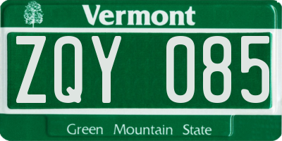 VT license plate ZQY085