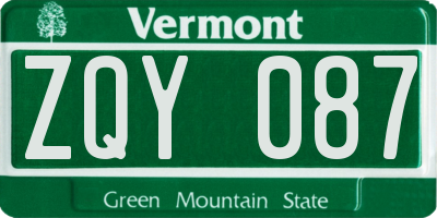 VT license plate ZQY087