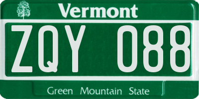 VT license plate ZQY088