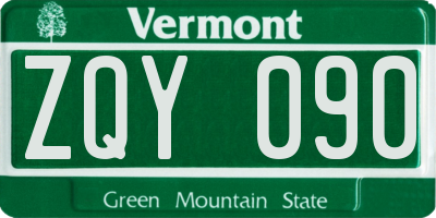 VT license plate ZQY090
