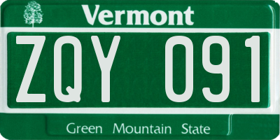 VT license plate ZQY091