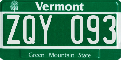 VT license plate ZQY093