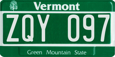 VT license plate ZQY097
