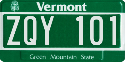 VT license plate ZQY101