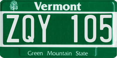 VT license plate ZQY105