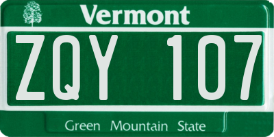VT license plate ZQY107