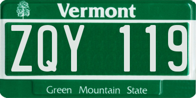 VT license plate ZQY119