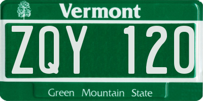 VT license plate ZQY120