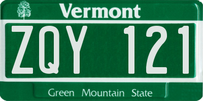 VT license plate ZQY121