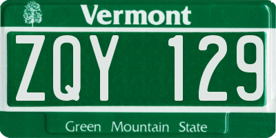 VT license plate ZQY129