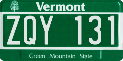 VT license plate ZQY131