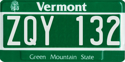 VT license plate ZQY132
