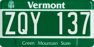 VT license plate ZQY137