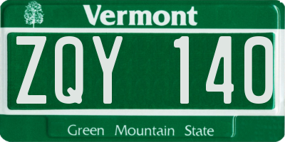 VT license plate ZQY140