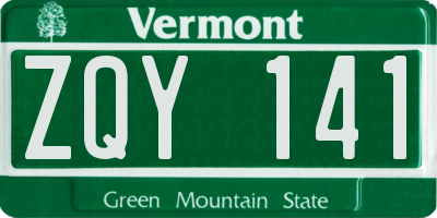 VT license plate ZQY141