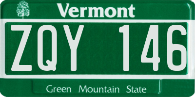VT license plate ZQY146