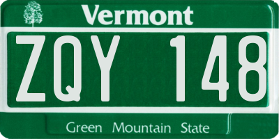 VT license plate ZQY148