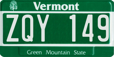 VT license plate ZQY149
