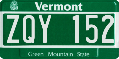 VT license plate ZQY152
