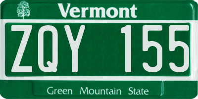 VT license plate ZQY155