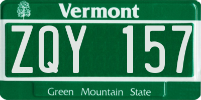 VT license plate ZQY157