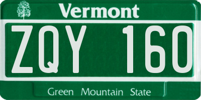 VT license plate ZQY160