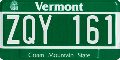 VT license plate ZQY161