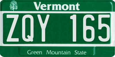 VT license plate ZQY165