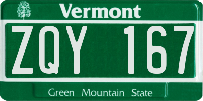 VT license plate ZQY167