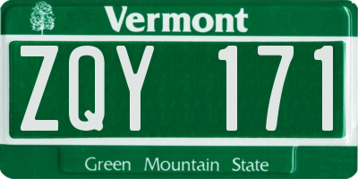 VT license plate ZQY171