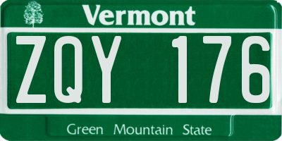 VT license plate ZQY176